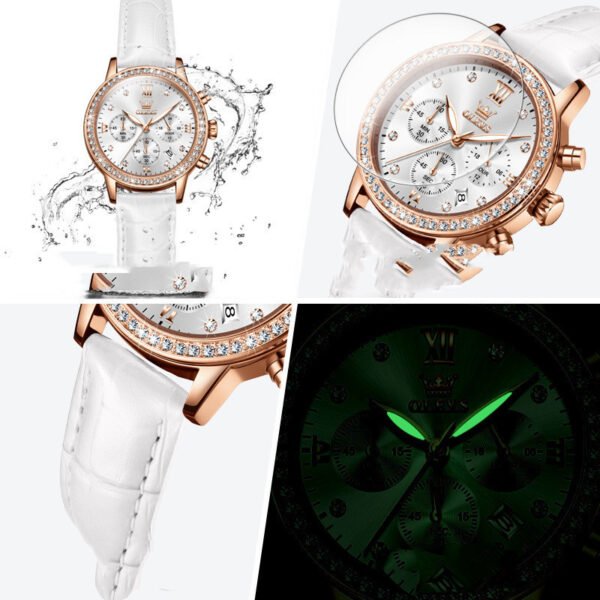 Women's Quartz Watch With Diamond Inlaid Multi-function Timing - Image 4