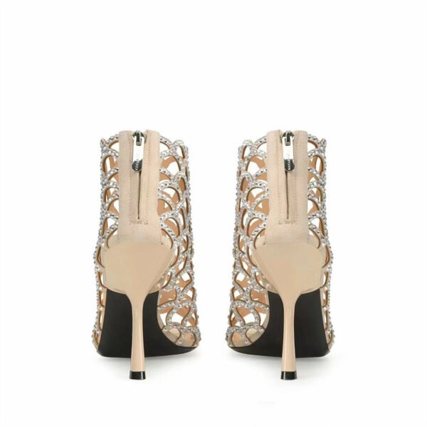 Women's Peep Toe Rhinestone Hollow High Heels - Image 10