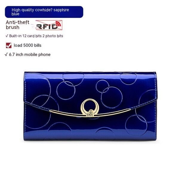 Women's Real Leather Long Large Capacity Wallet Clutch Bag - Image 4