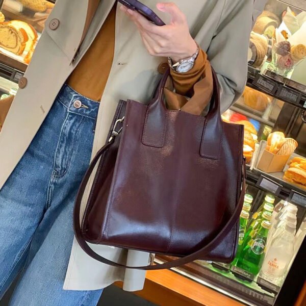 Women's Genuine Leather Crossbody Tote Handbag - Image 5