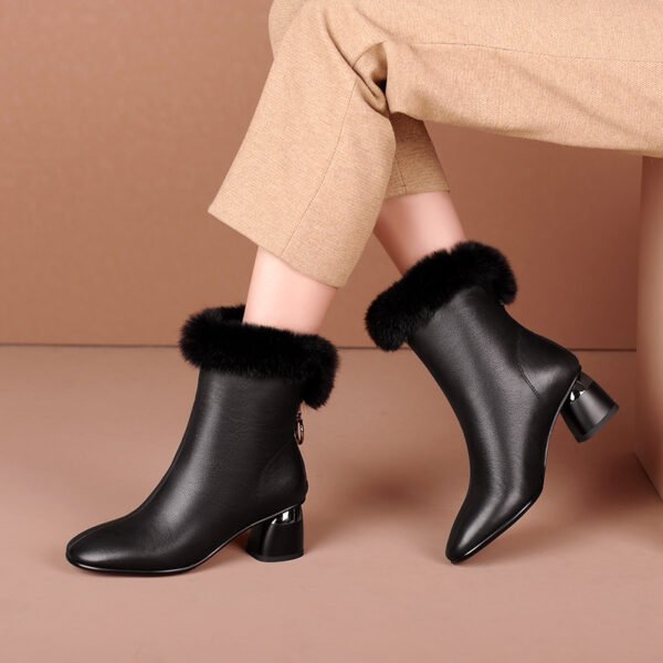 Wool Lining Fashion Boots Autumn And Winter New Leather Ankle Boots - Image 5