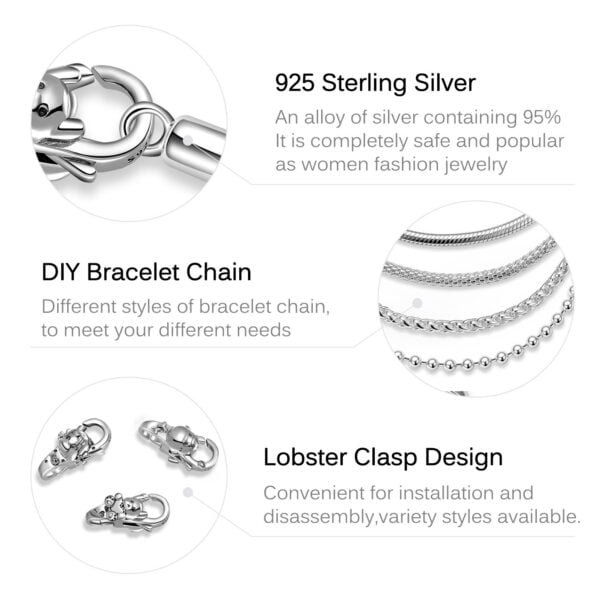 S925 Sterling Silver Silver Love Bear Lobster Buckle Accessories DIY Bracelet Buckle - Image 2