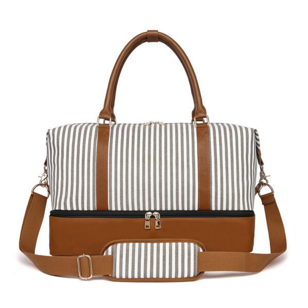 Women's Hand-carrying Travel Bag Striped Canvas - Image 3