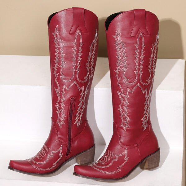 Women's Mid Heel Knee-high Boots Embroidery Vintage - Image 3