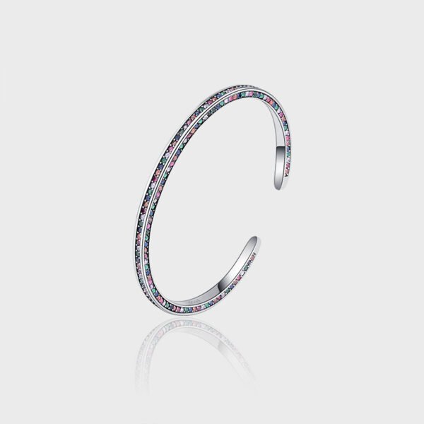 925 Sterling Silver Three Side Rainbow Zircon Bracelet Women Ins Small Minority Design Luxury High Sense Delicate Cool Wind - Image 4