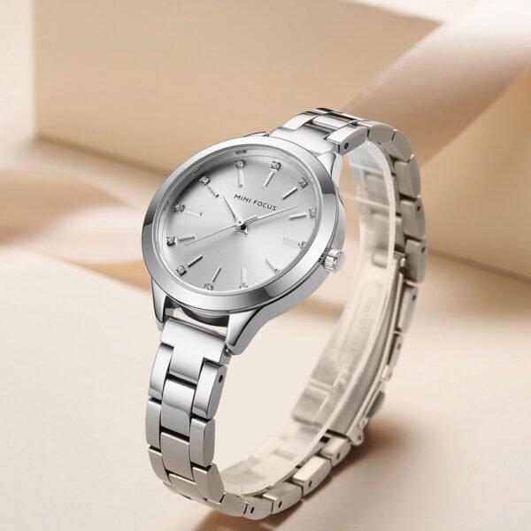 Women's Waterproof Solid Steel Strap Rhinestone Simple Watch - Image 8