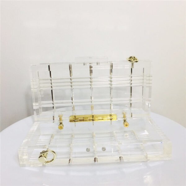 Rectangle Check Transparent Acrylic Dress Bag - Image 3