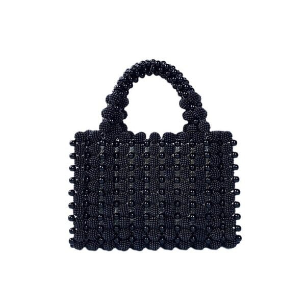 Pearl Dinner Dress Handbag Handmade Woven Small Square Bag - Image 6