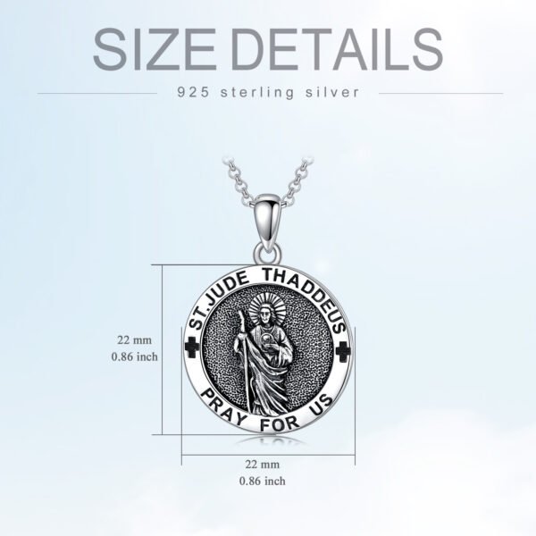 925 Sterling Silver Saint Jude Pendant Necklace - Image 5