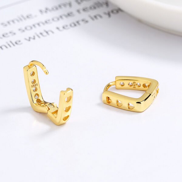 925 Sterling Silver U-shaped Row Diamond Earrings Female Fashion Love Hollow Earrings Personality Design Ins Temperament Earrings - Image 3