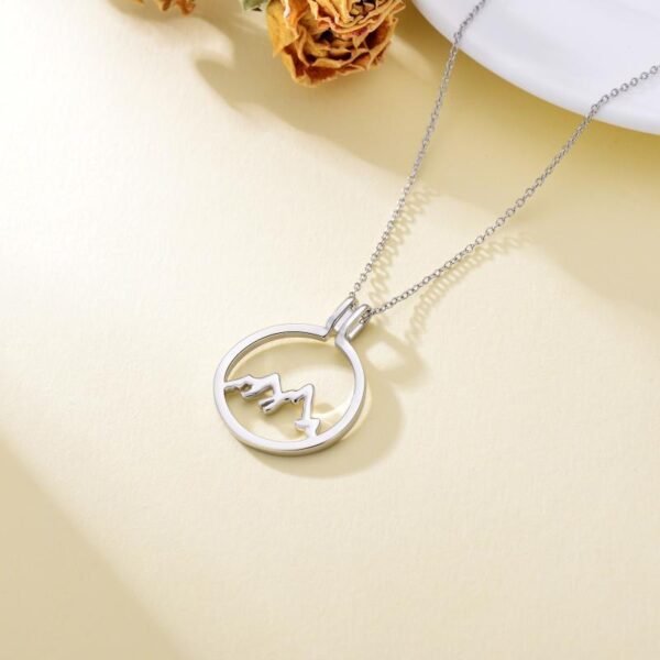 925 Sterling Silver Mountain Ring Holder Round Shape Pendant Necklace - Image 3