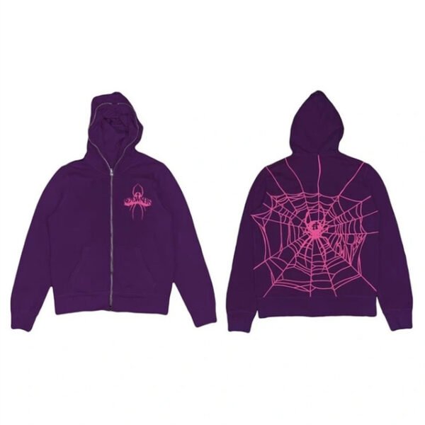 Hip Hop Men Sweatshirt Hoodie Full Back Spider Web Printed S - Image 4