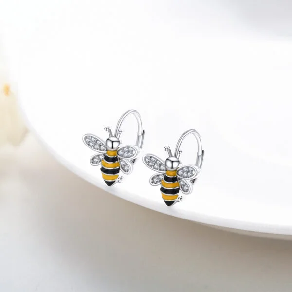 Bee Earrings S925 Sterling Silver Bumble Honey Huggie Hoop Earrings Bee Jewelry Gifts for Women Girls Teen - Image 4