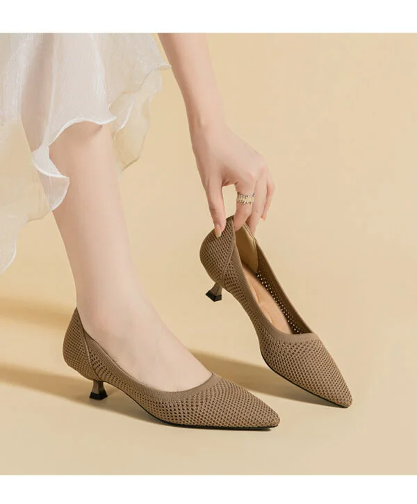 Breathable Hollow Fly Knitted Pointed Casual Shoes - Image 8