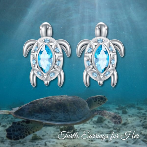 925 Sterling Silver Ocean Theme Sea Turtle Stud Earrings Jewelry - Image 6