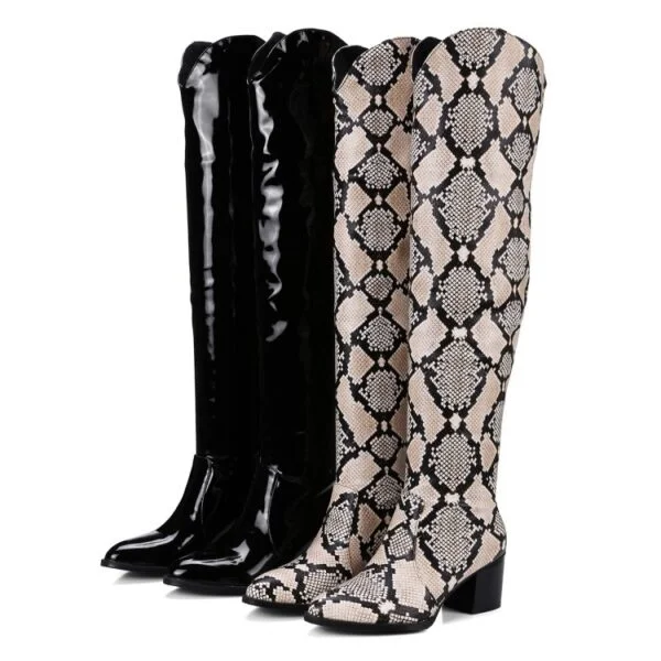 Women's New Boots Bag Legs Are Thinner Over The Knee Boots Pointed High Heel Leather Shoes - Image 4