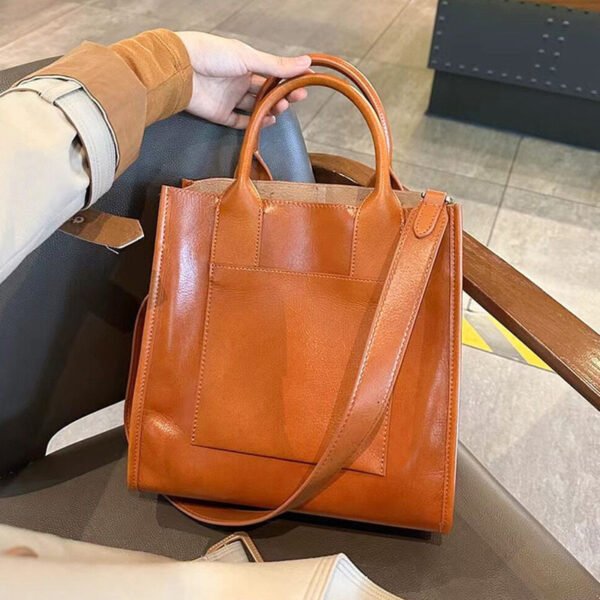 Women's Genuine Leather Crossbody Tote Handbag - Image 9