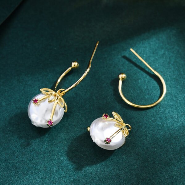 925 Silver Needle Pearl Beiguo Earrings Niche Design - Image 4