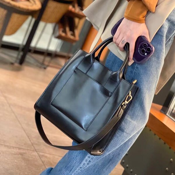 Women's Genuine Leather Crossbody Tote Handbag - Image 6