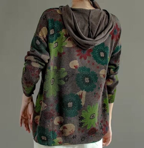 Vintage Slouchy Print Hooded Sweatshirt - Image 2