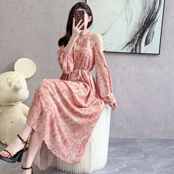 Women's Floral Dress Sweet Long Sleeve - Image 3