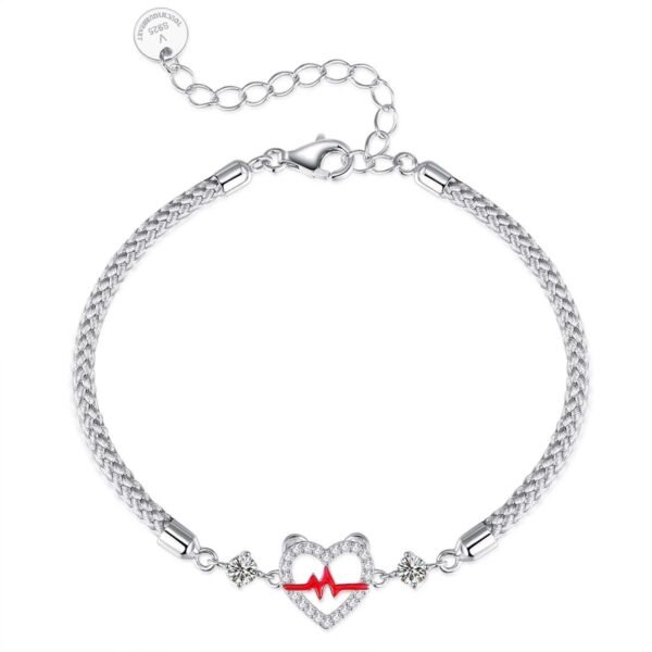 Bagley S925 Silver Jewellery Bracelet With High-level Sense Of Design Heartbeat Signal Couples Bracelet 2023 New - Image 3