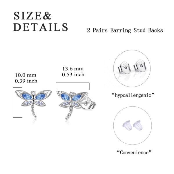 925 Sterling Silver Crystal Dragonfly Stud Earrings - Image 5