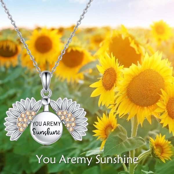 You are My Sunshine Necklace Sterling Silver Sunflower Necklace For Women Urn Necklace - Image 5