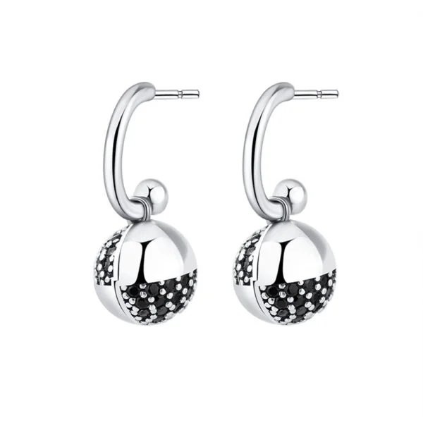 925 Sterling Silver Wishing Ball Small Design Zircon Earrings - Image 5