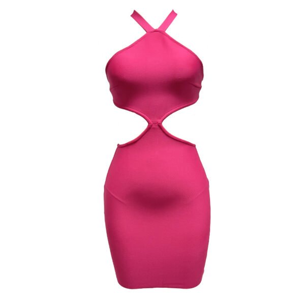 Back Pearl Buckle Bandage One-piece Dress - Image 10