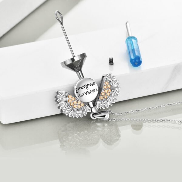 You are My Sunshine Necklace Sterling Silver Sunflower Necklace For Women Urn Necklace - Image 3