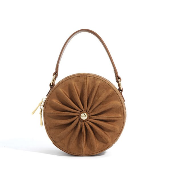 Advanced Sense Classic Style Round Pie Bag Genuine Leather Bag Metal Chain - Image 2