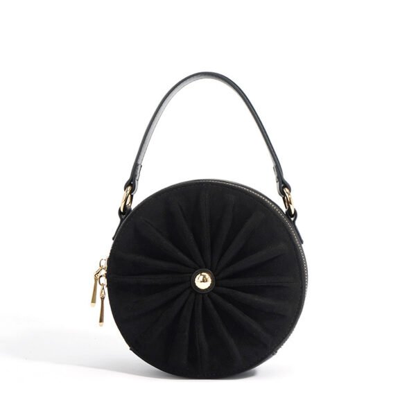 Advanced Sense Classic Style Round Pie Bag Genuine Leather Bag Metal Chain - Image 4