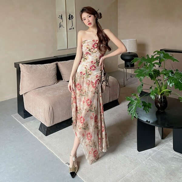 Women's Floral Strapless Long Dress