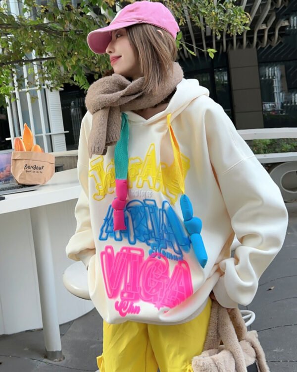 Velvet Padded Hooded Sweatshirt Women's Loose Casual Hoodie - Image 2