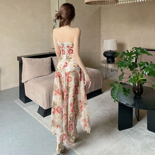 Women's Floral Strapless Long Dress - Image 4