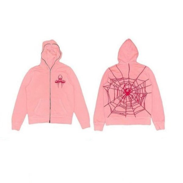 Hip Hop Men Sweatshirt Hoodie Full Back Spider Web Printed S - Image 2