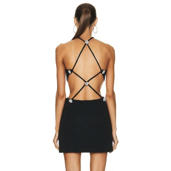 Back Pearl Buckle Bandage One-piece Dress - Image 6