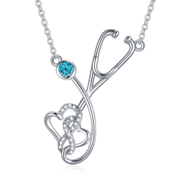 925 Sterling Silver Stethoscope Nurse Necklace - Image 2