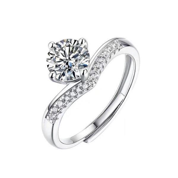 925 Sterling Silver Princess Crown 1 Carat Moissanite Ring - Image 2