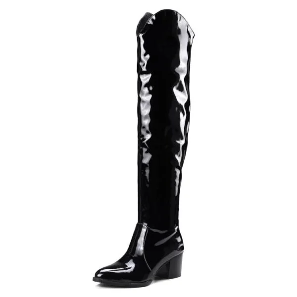 Women's New Boots Bag Legs Are Thinner Over The Knee Boots Pointed High Heel Leather Shoes - Image 2