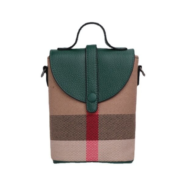 Women's Graceful And Fashionable Leather Plaid Crossbody Shoulder Bag - Image 4