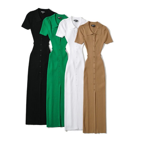 Women's Lapel Front Slit Dress - Image 5