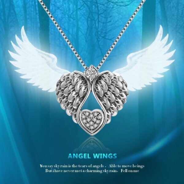 925 Sterling Silver Guardian Angel Wing Pendant Necklace for Women - Image 6