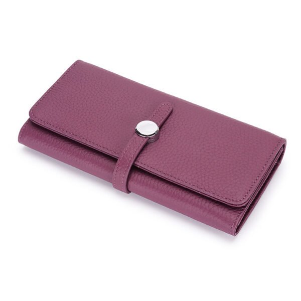 Women's Leather Long Wallet With Large Capacity Folding - Image 6