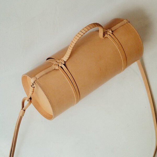 Women's Woven Portable Bamboo Tube Shoulder Bag - Image 4