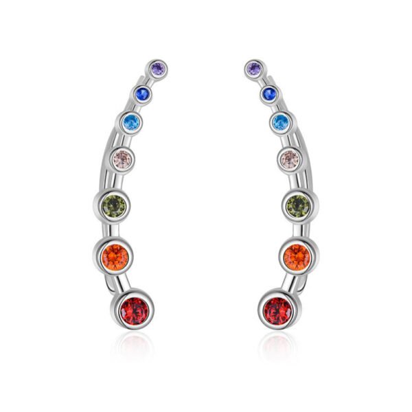 925 Sterling Silver Rainbow Chakra Earrings Yoga Jewelry for Women Girls