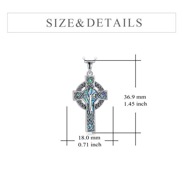 925 Sterling Silver Abalone Celtic Cross Pendant Necklace Jewelry Gifts - Image 3