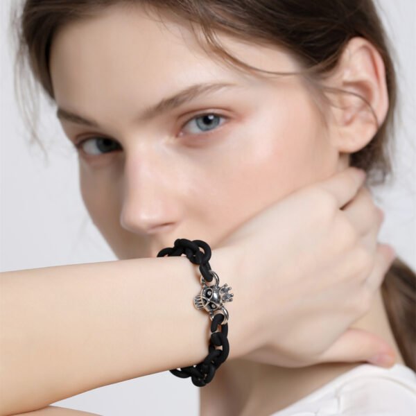 Beaded X Bracelet Black Star 925 Sterling Silver Accessories Rubber Girls Diy Finished Bracelet - Image 2