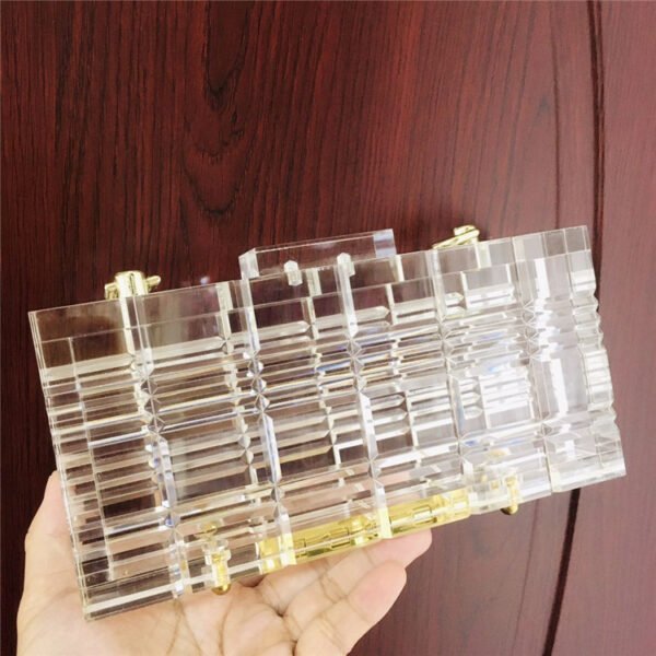 Rectangle Check Transparent Acrylic Dress Bag - Image 4